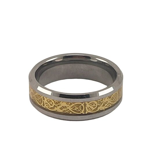 Mens Celtic Dragon Ring Knot Tungsten Ring Classic 8mm Width - Picture 3 of 5